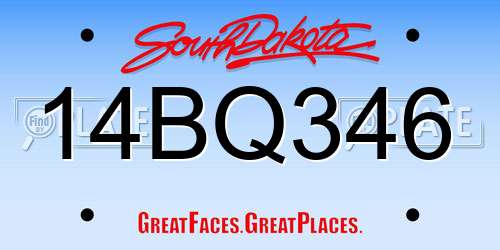 14BQ346 South Dakota License Plate