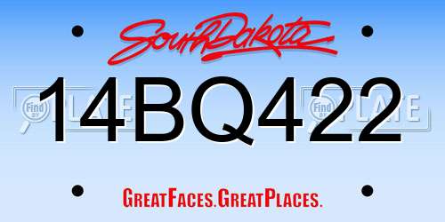 14BQ422 South Dakota License Plate