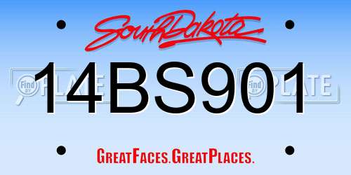 14BS901 South Dakota License Plate