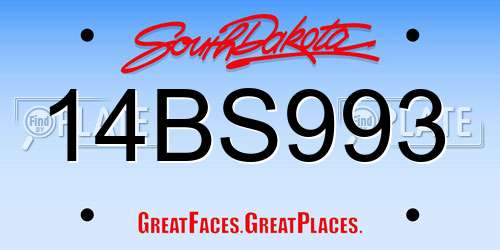 14BS993 South Dakota License Plate