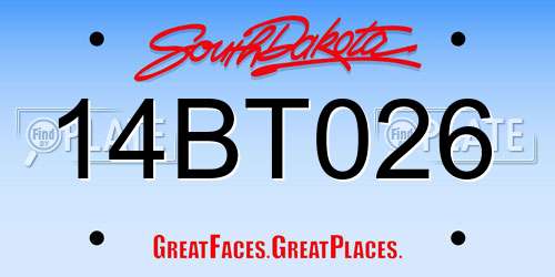 14BT026 South Dakota License Plate