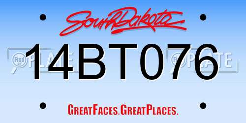 14BT076 South Dakota License Plate