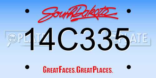 14C335 South Dakota License Plate