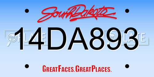 14DA893 South Dakota License Plate
