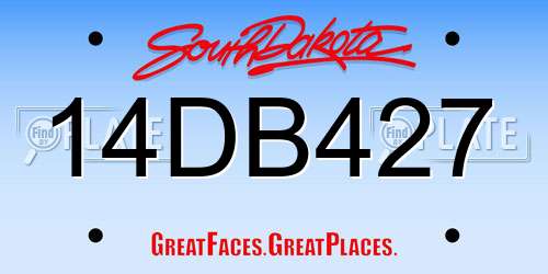 14DB427 South Dakota License Plate