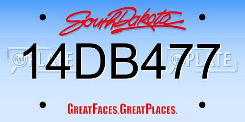 14DB477 South Dakota License Plate