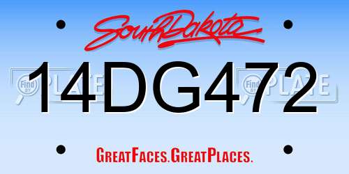 14DG472 South Dakota License Plate