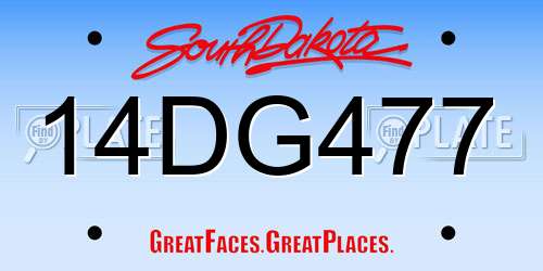 14DG477 South Dakota License Plate