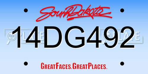 14DG492 South Dakota License Plate