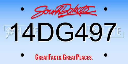 14DG497 South Dakota License Plate