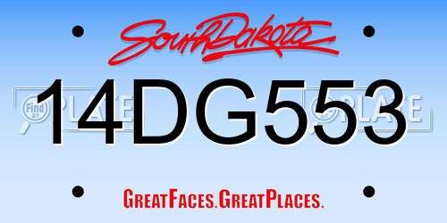 14DG553 South Dakota License Plate