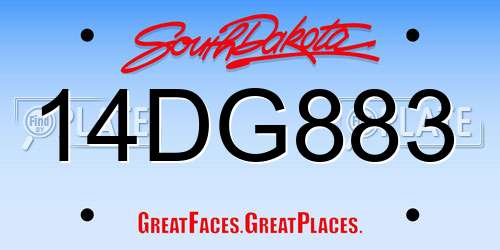 14DG883 South Dakota License Plate