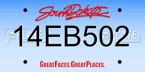 14EB502 South Dakota License Plate