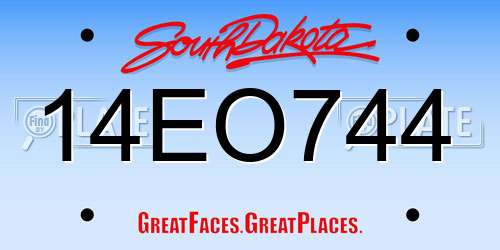 14EO744 South Dakota License Plate