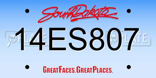 14ES807 South Dakota License Plate