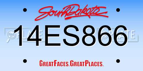 14ES866 South Dakota License Plate