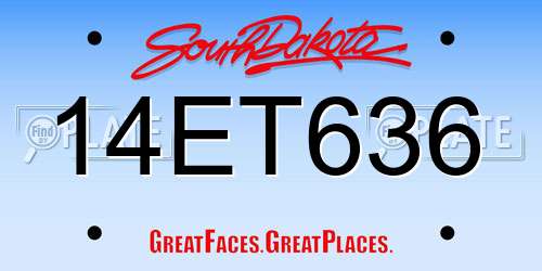 14ET636 South Dakota License Plate