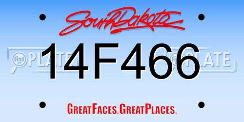 14F466 South Dakota License Plate