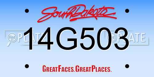 14G503 South Dakota License Plate