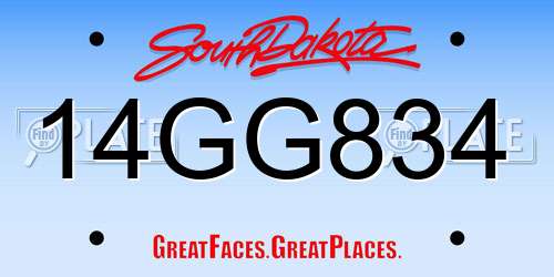 14GG834 South Dakota License Plate