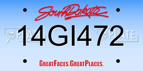 14GI472 South Dakota License Plate