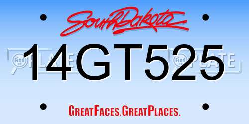 14GT525 South Dakota License Plate
