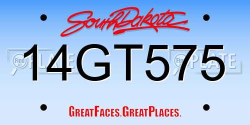 14GT575 South Dakota License Plate