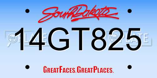 14GT825 South Dakota License Plate