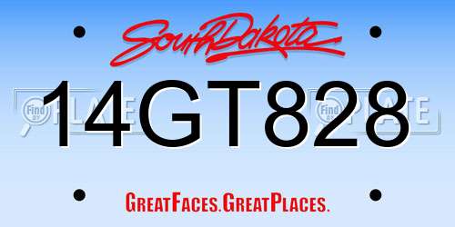 14GT828 South Dakota License Plate
