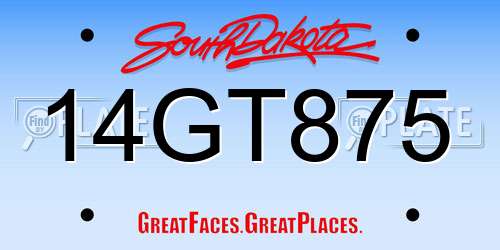 14GT875 South Dakota License Plate