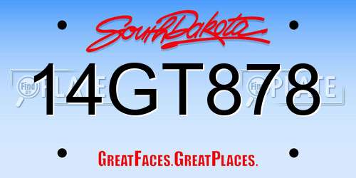 14GT878 South Dakota License Plate
