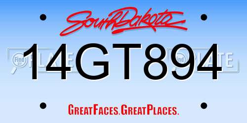 14GT894 South Dakota License Plate