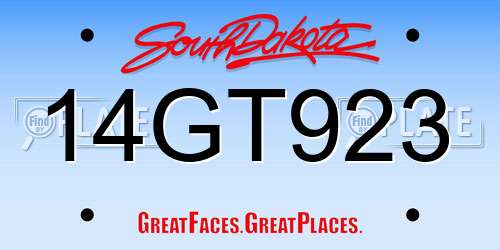 14GT923 South Dakota License Plate
