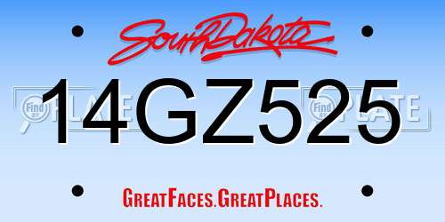 14GZ525 South Dakota License Plate