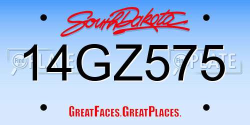 14GZ575 South Dakota License Plate