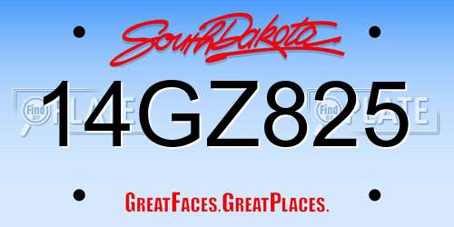 14GZ825 South Dakota License Plate