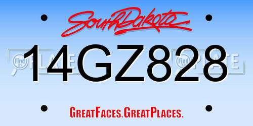 14GZ828 South Dakota License Plate