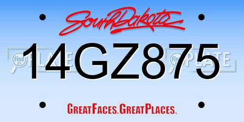 14GZ875 South Dakota License Plate