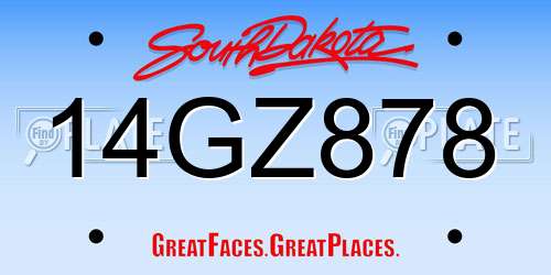 14GZ878 South Dakota License Plate
