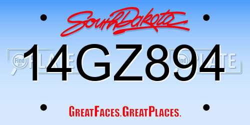 14GZ894 South Dakota License Plate