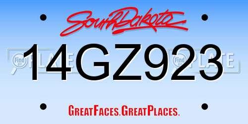 14GZ923 South Dakota License Plate