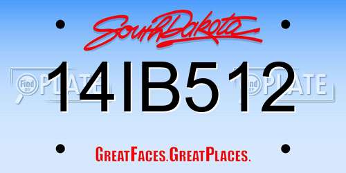 14IB512 South Dakota License Plate