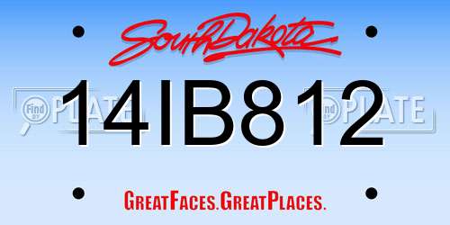 14IB812 South Dakota License Plate