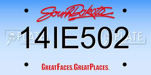 14IE502 South Dakota License Plate