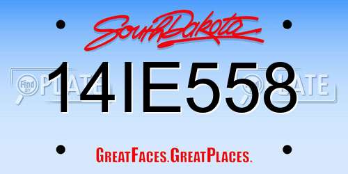 14IE558 South Dakota License Plate