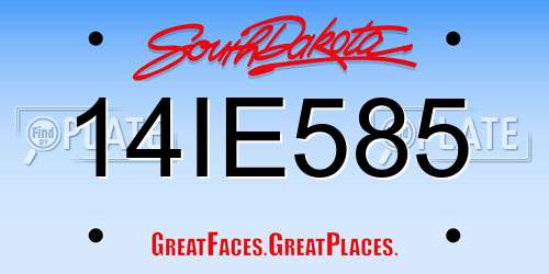 14IE585 South Dakota License Plate