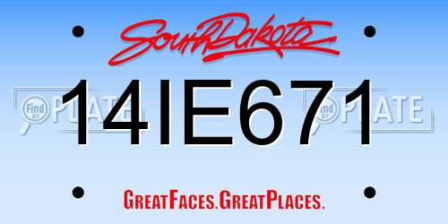 14IE671 South Dakota License Plate