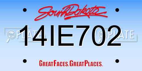 14IE702 South Dakota License Plate