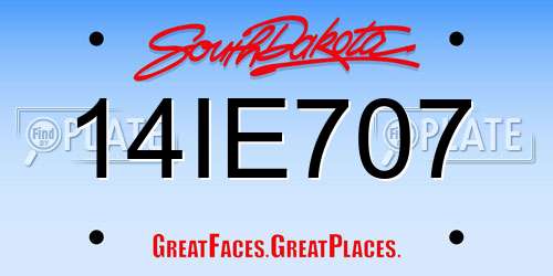 14IE707 South Dakota License Plate