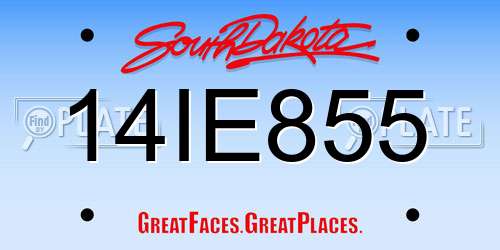 14IE855 South Dakota License Plate
